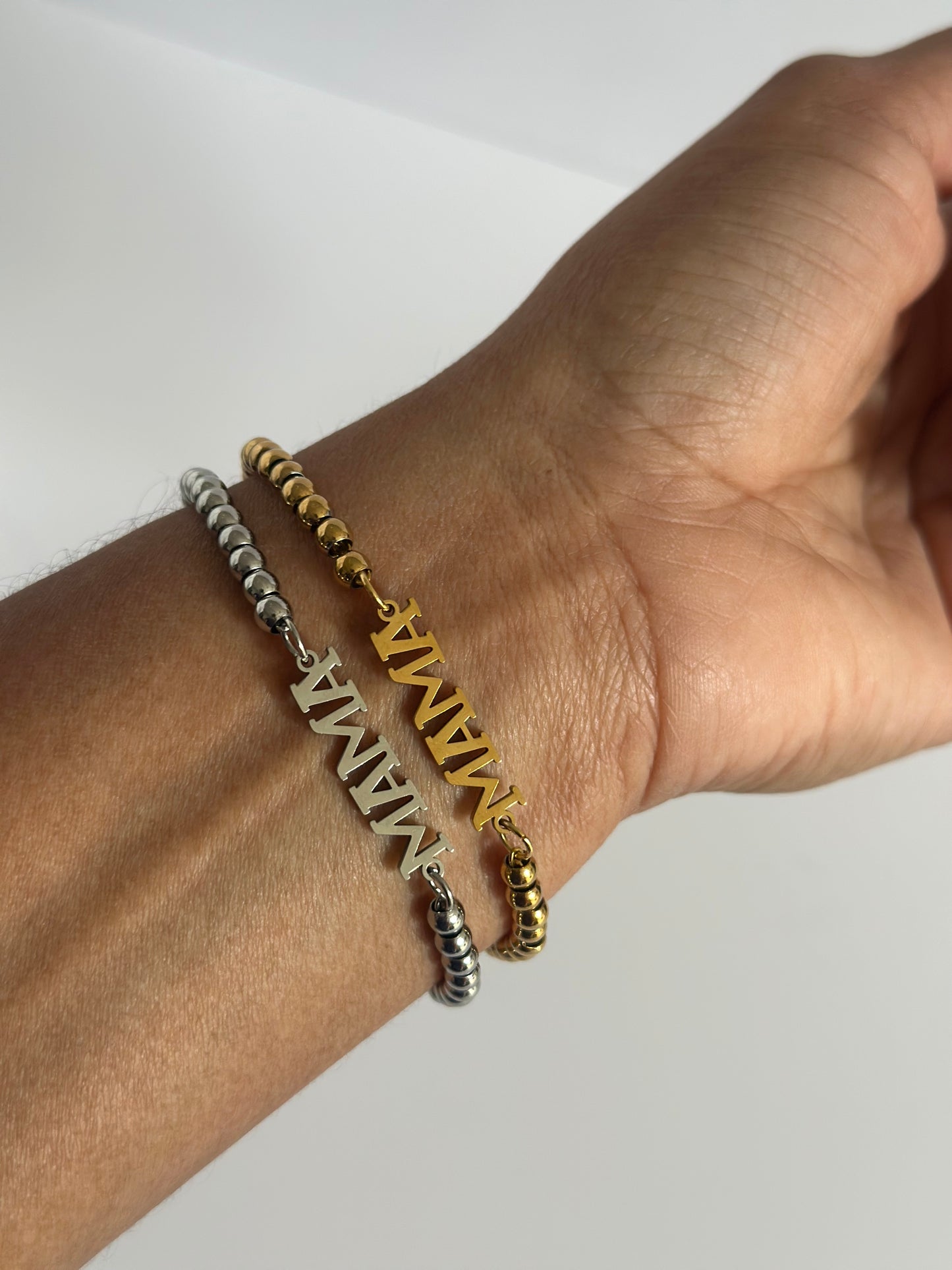 Mama beaded bracelet stainless
