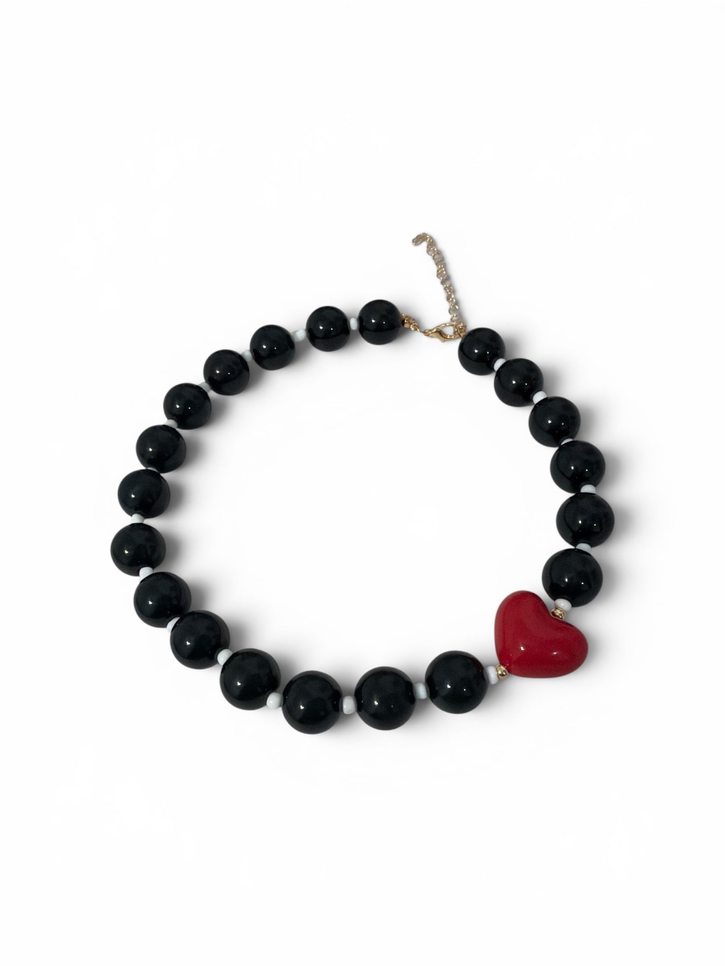 Black + Red heart necklace