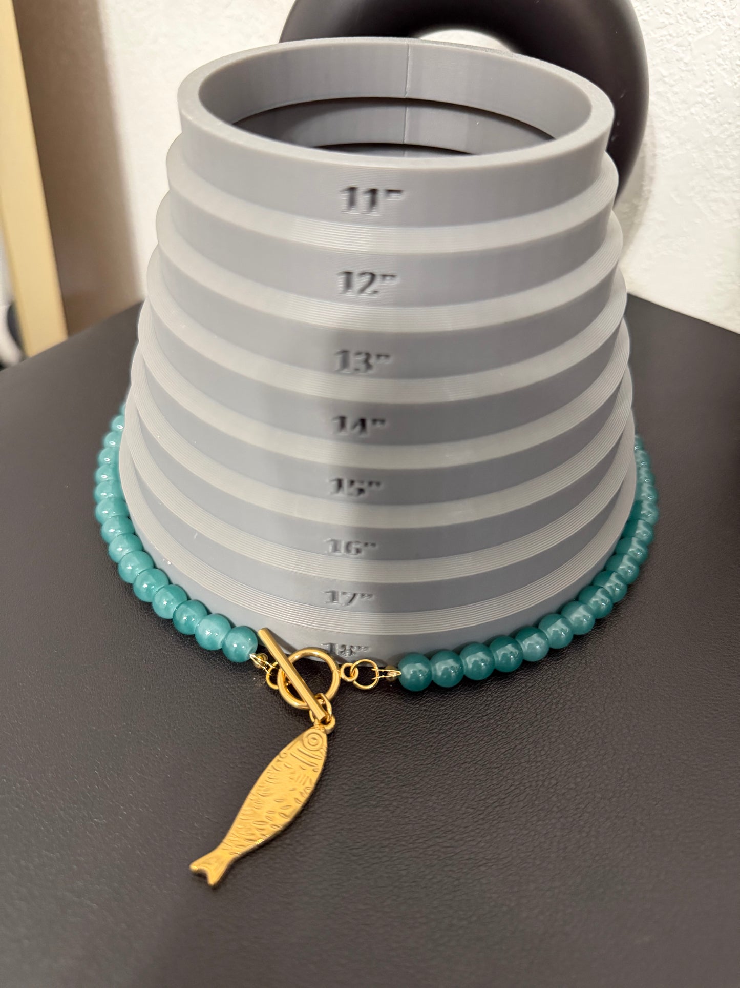 Teal OT Necklace (Glass stones Non tarnish, Waterproof)