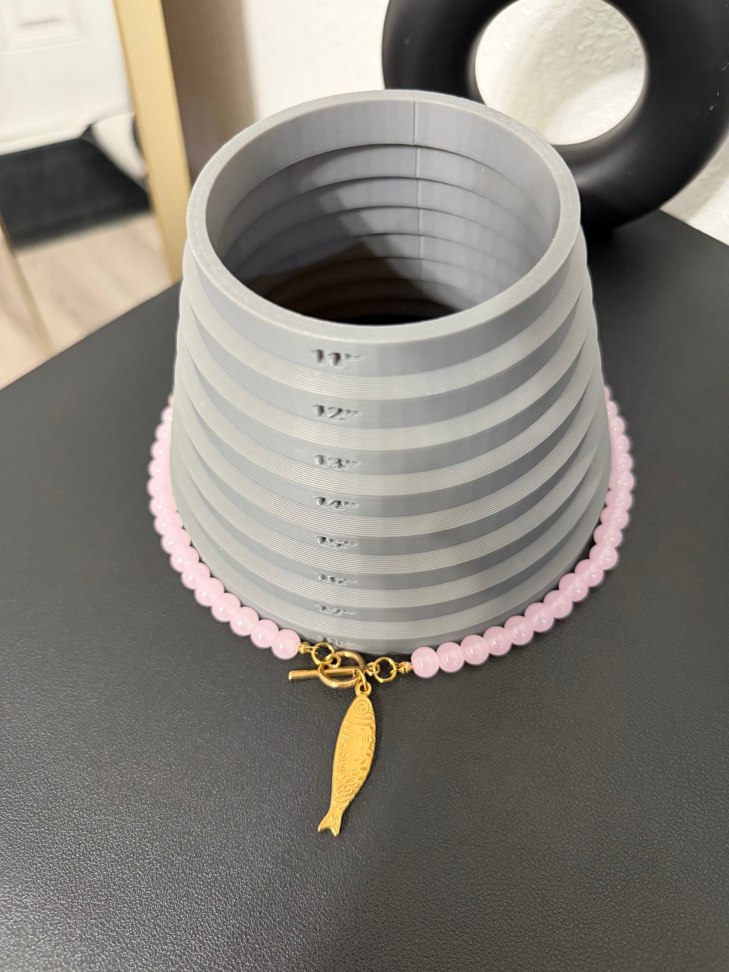 Salmon OT necklace (Glass stones, Non tarnish, waterproof)
