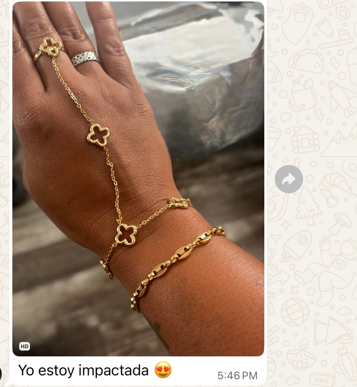 Clover ring bracelet (Waterproof, non tarnish) adjustable ring.