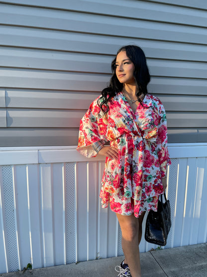 Bohemian floral mini dress