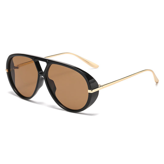 Black gold frame tea sunglasses