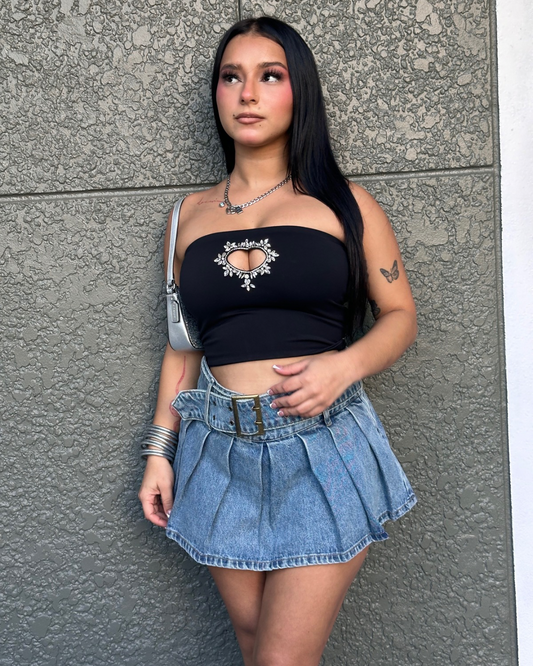 Top negra doble forro (stretch)