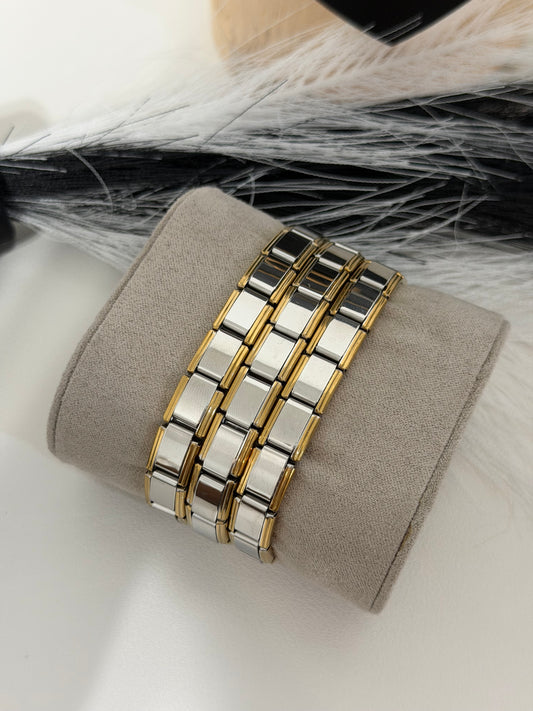 Two tones (waterproof/non tarnish/ hipoalergenic)