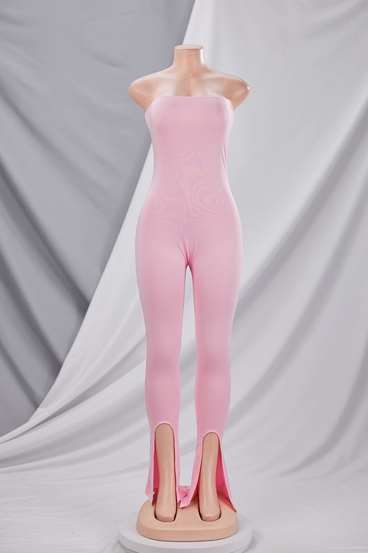 Slit Pink Jumpsuit