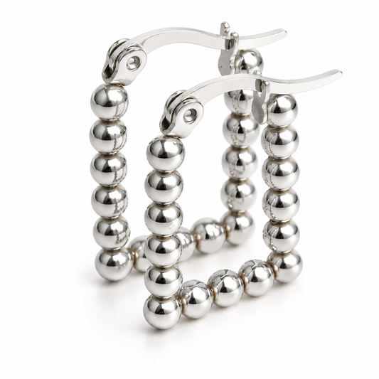 Beaded Medium hoops (Non tarnish, hipoallergenic)
