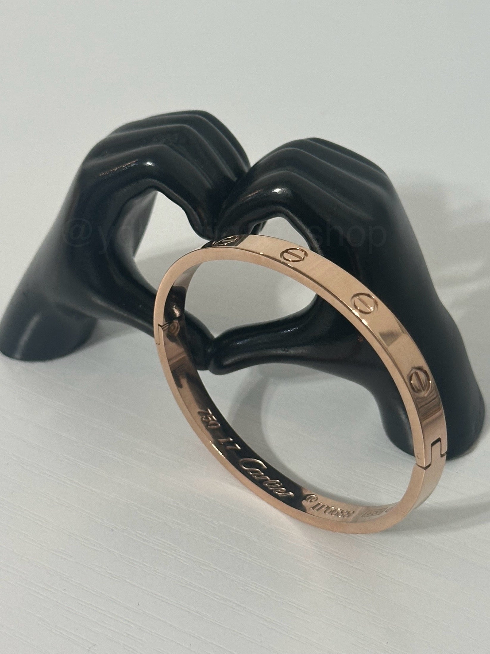 Rose gold luxe bangle with logo