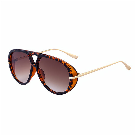 Leopard tea frame sunglasses