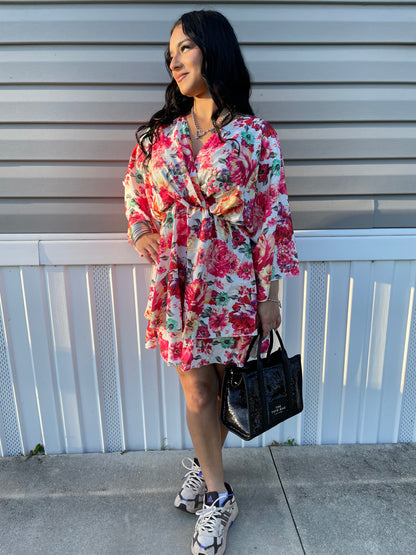 Bohemian floral mini dress