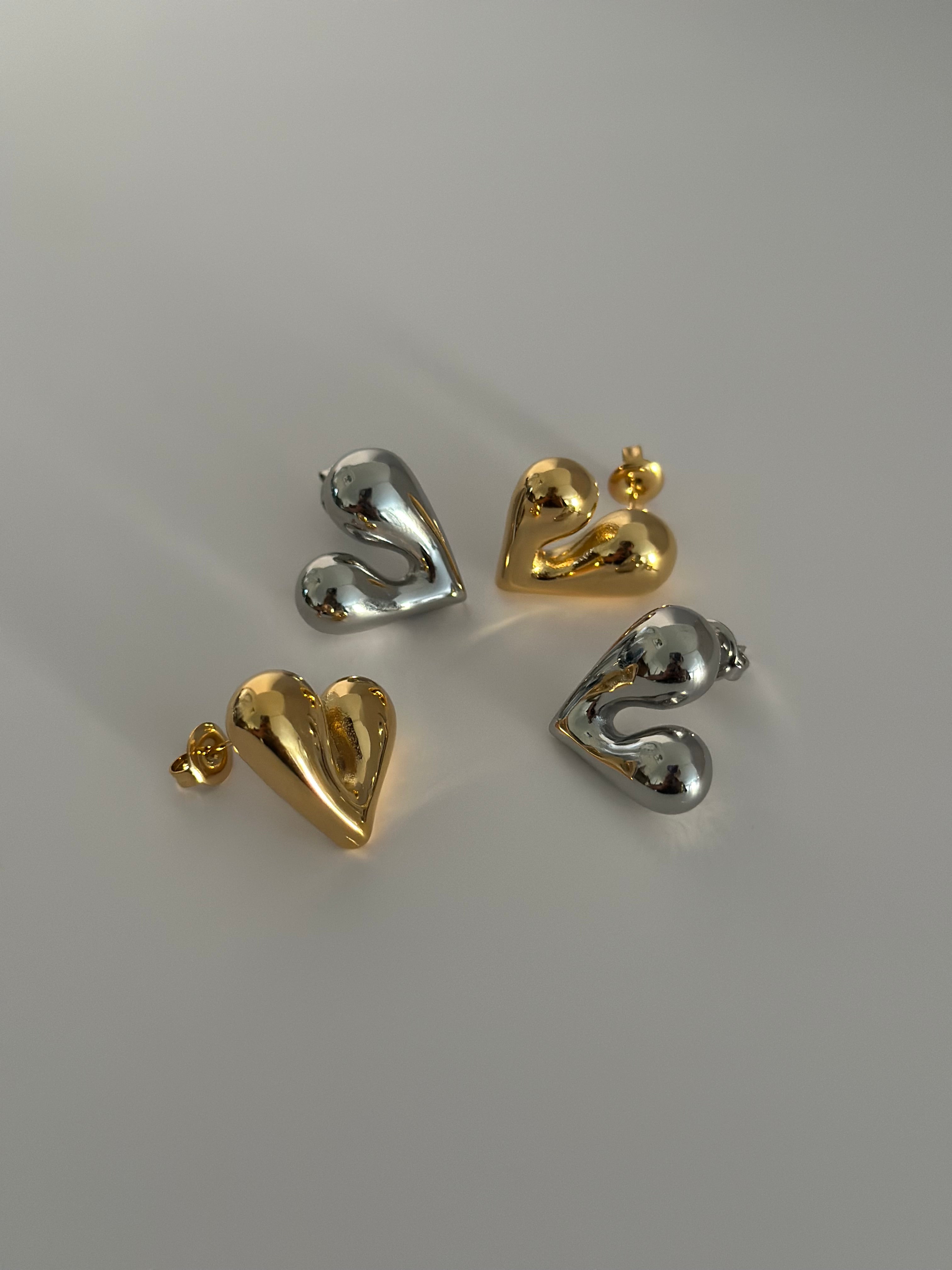 Casual heart shape studs 2 available