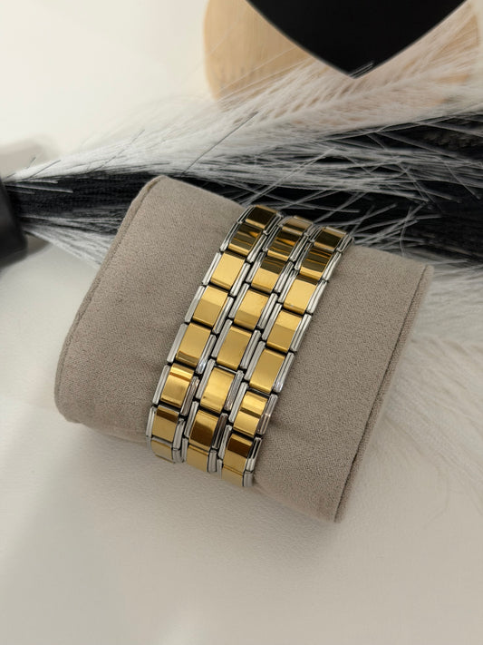 Two tones (waterproof/non tarnish/ hipoalergenic)