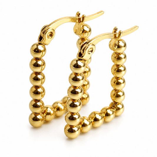 Beaded medium hoops (Non tarnish, hipoallergenic)