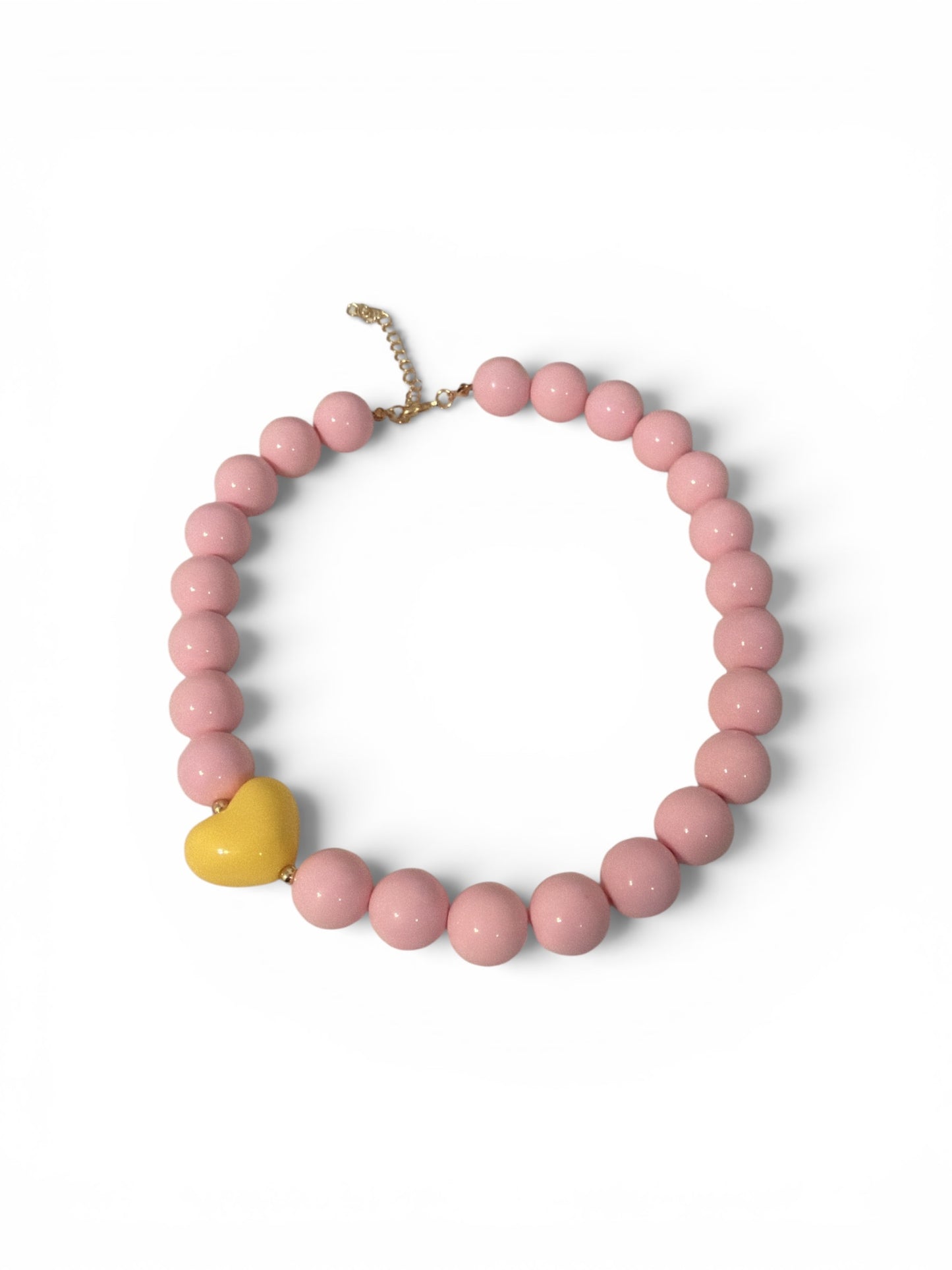 Soft pink + Yellow heart Necklace