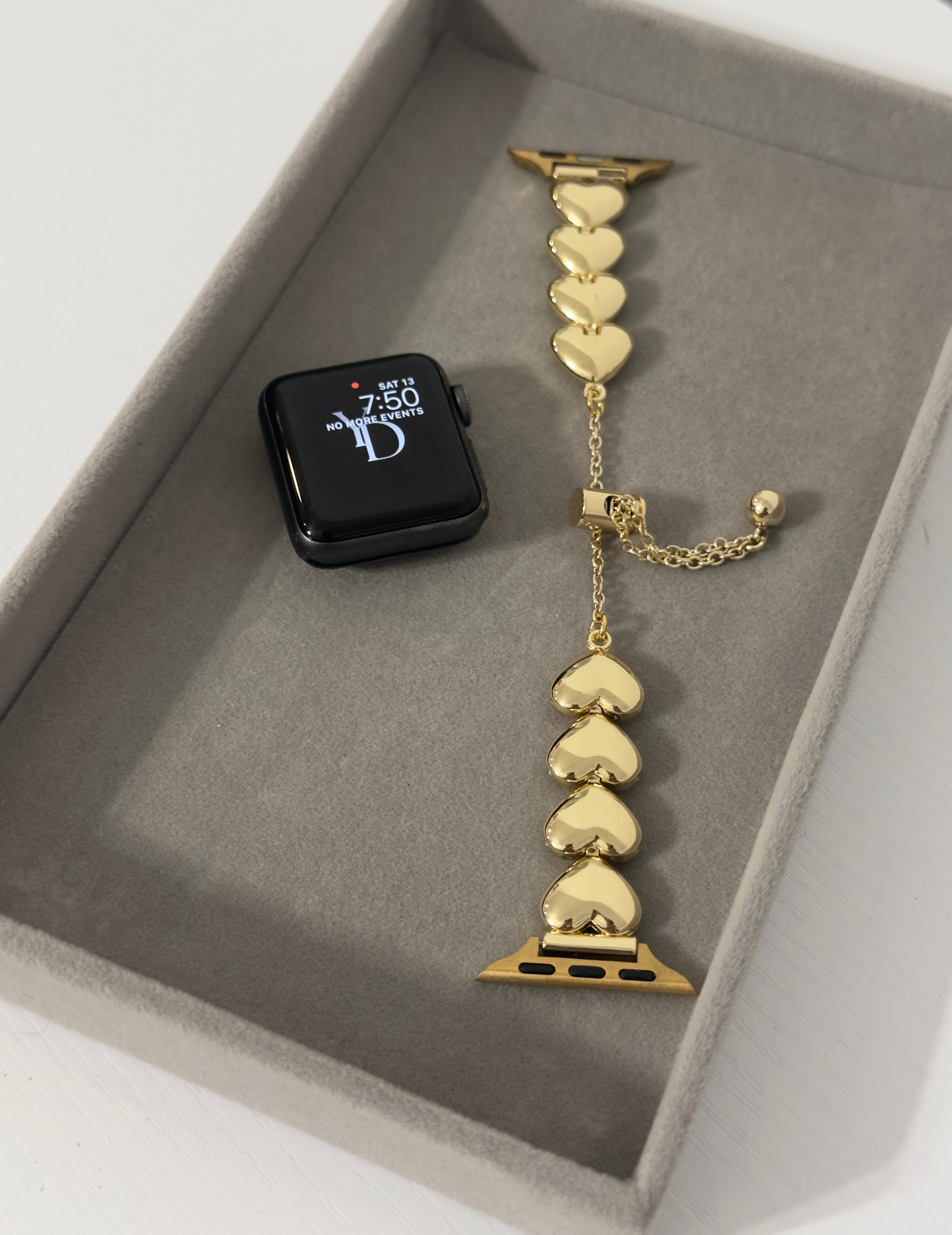 Golden heart watch strap