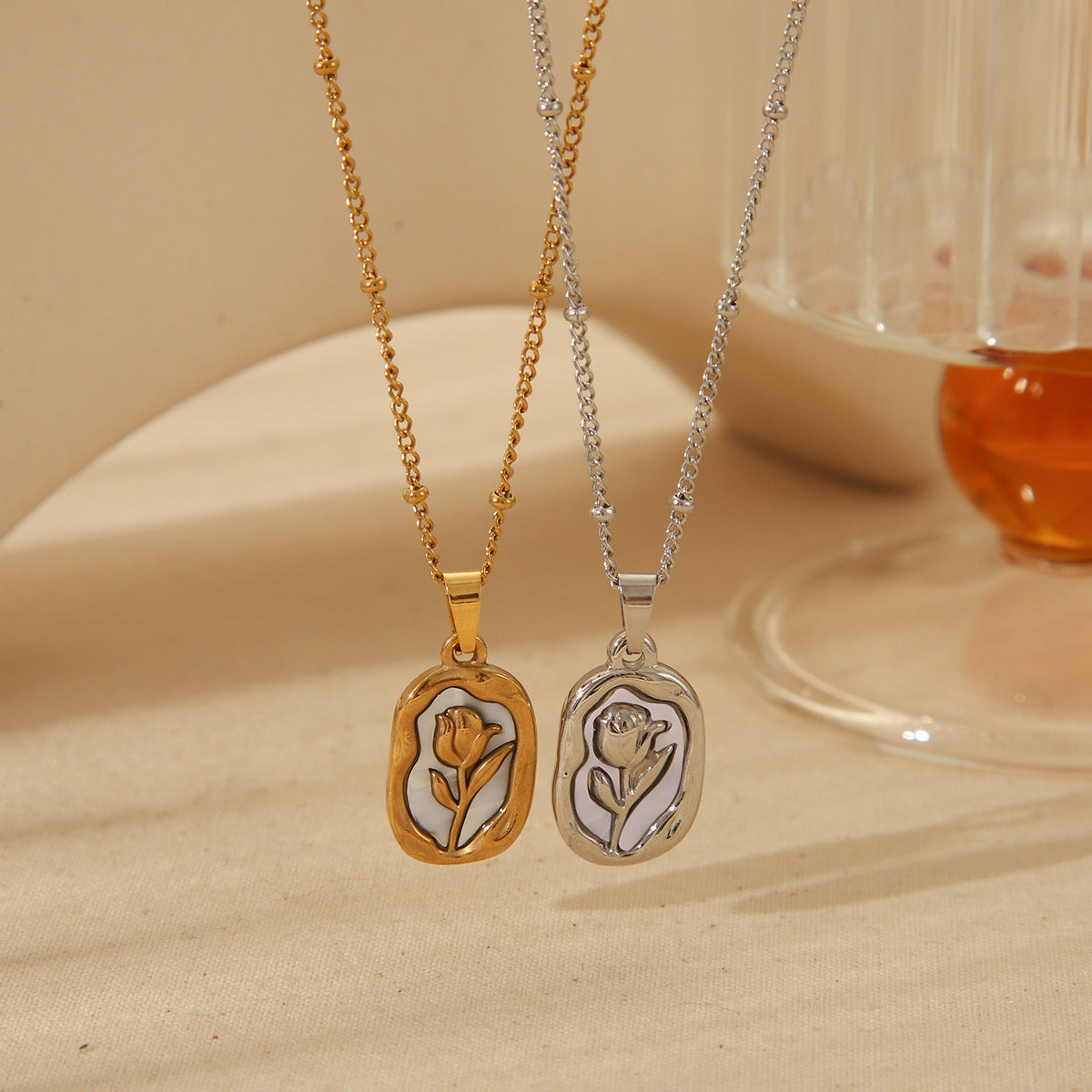 Wholesale commute rose stainless steel necklace