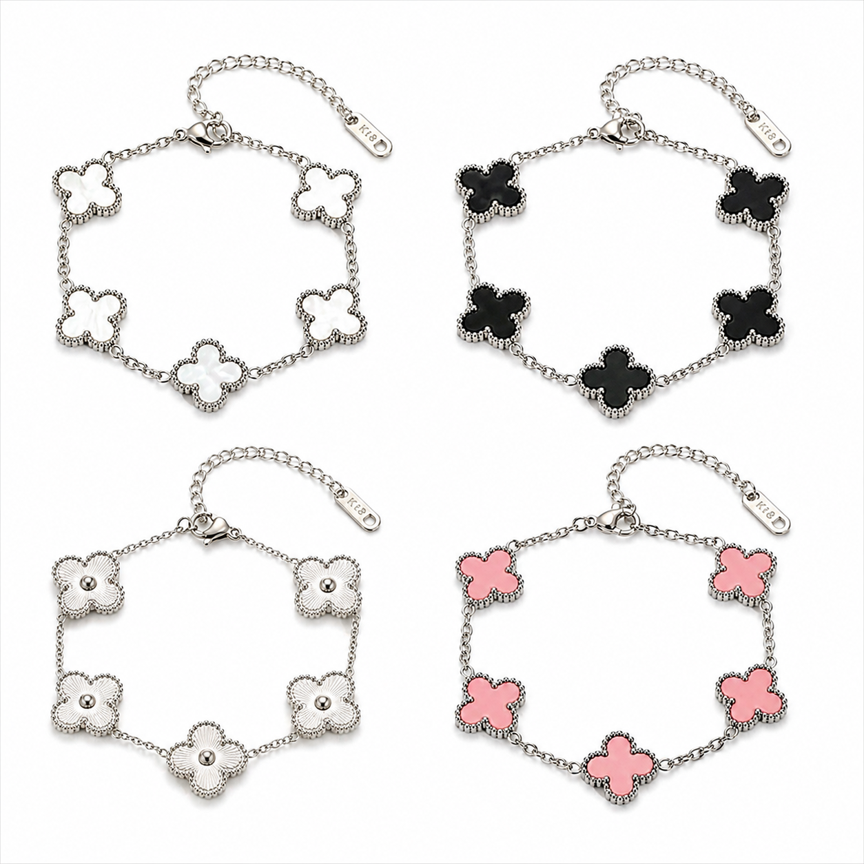 Doble side silver clover collection