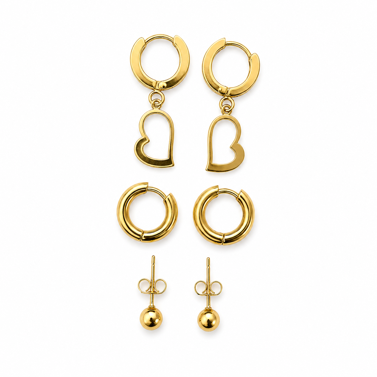 The perfect 3 pair collection( Non tarnish, Waterproof, hipoalergenic)