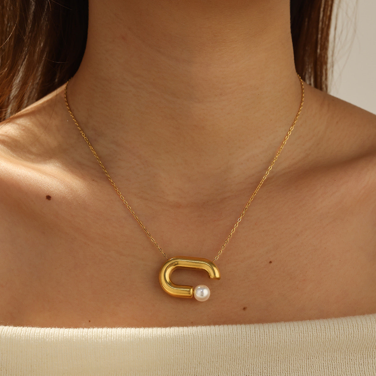 Pearl Link necklace (Waterproof, Non tarnish)