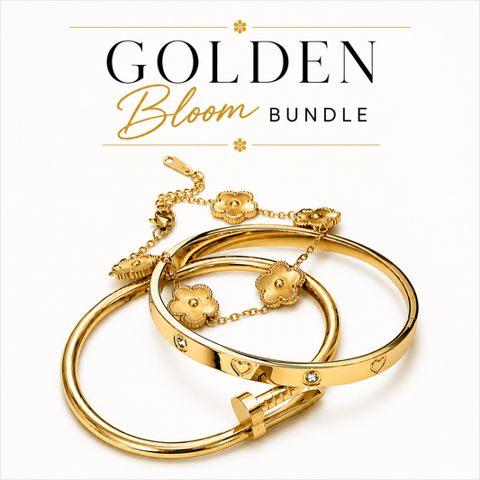 Golden bloom bundle (Waterproof, Non tarnish, hipoalergenic)