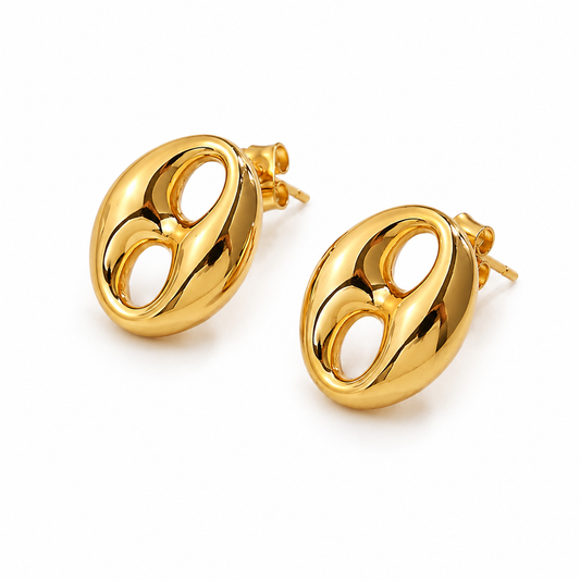 Coffe bean studs 8mm (Hipoallergenic, Non tarnish)